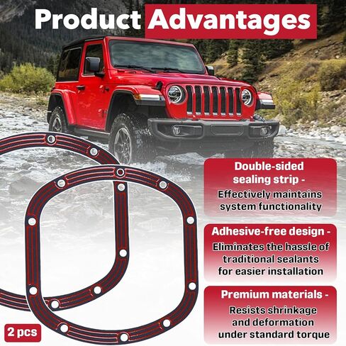 2-Pack Dana 30 Differential Cover Gasket Set - Compatible with Dana 25/27/30, Fits for Jeep Wrangler & Fits for Ford JP, Rubber Coated Steel Core, No Sealant Required in Saudi Arabia