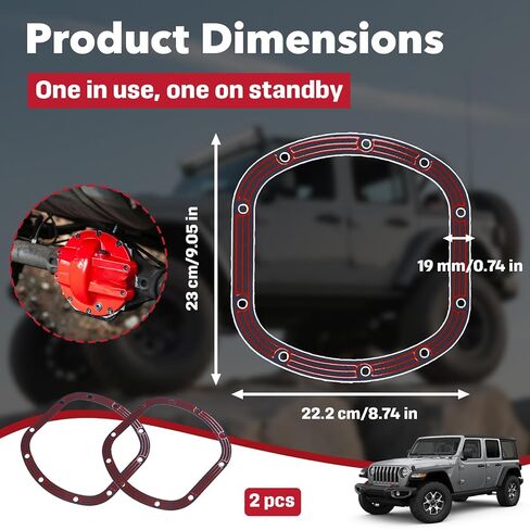 2-Pack Dana 30 Differential Cover Gasket Set - Compatible with Dana 25/27/30, Fits for Jeep Wrangler & Fits for Ford JP, Rubber Coated Steel Core, No Sealant Required in Saudi Arabia