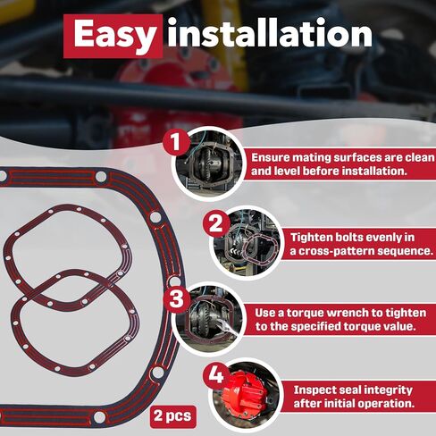 2-Pack Dana 30 Differential Cover Gasket Set - Compatible with Dana 25/27/30, Fits for Jeep Wrangler & Fits for Ford JP, Rubber Coated Steel Core, No Sealant Required in Saudi Arabia