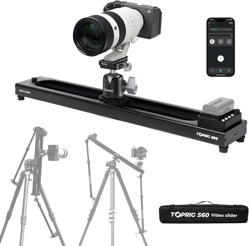 Accsoon Toprig S60 Camera Slider,Speed Control,Time-Lapse,AB Points Setting,App Control,120° Panoramic Shooting,Aluminum Alloy Video Slider for Interview Film Photography in Kuwait