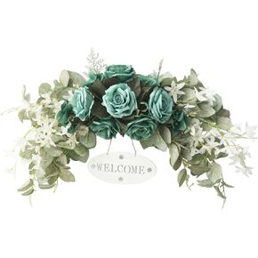 MOTUZP 29.5inch Floral Swag, Colorful Mixed Spring Floral Door Lintel Decorative Swag, for Wedding Arch Home Garden Decor (A8) Garden Decor (A8) Swag with Peony Flowers and Eucalyptus Leaves, Fr in Saudi Arabia