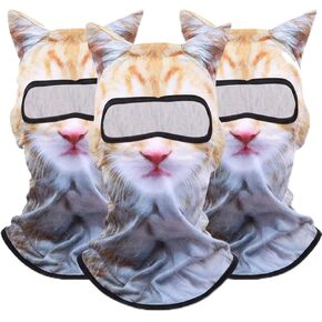 3 Packs Cat Ski Mask Shiesty Sheisty Shisty Balaclava Full Face with Ears 3D Cute Funny Animal for Outdoor Beige in Saudi Arabia