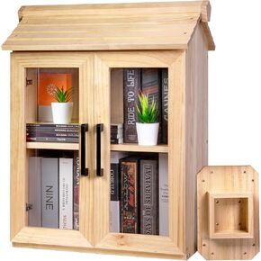 Little Library Box Outdoor Kit with Mount, 2-Tier Book Exchange Box (21×11×26 in), Waterproof Pine Little Free Library Kit with 2 Acrylic Doors, Outdoor Book Library for Yards, Schools, Parks in Saudi Arabia