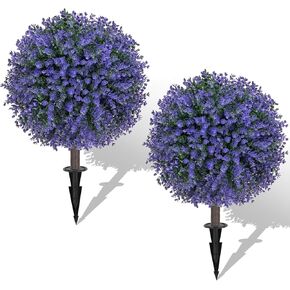 مجموعة مكونة من قطعتين من الشجيرات الكروية من خشب البقس الاصطناعي لتزيين الحديقة والفناء والشرفة والشرفة مزينة بالكامل (ملونة) in Saudi Arabia