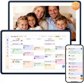 Digital Calendar,15.6-inch Digital Wall Planner & Chore Chart, Touchscreen Family Organizer for Schedules, Events & Reminders, Wall Mount Included, Smart Calendar Perfect for 2026 Planning (White Frame) in Kuwait