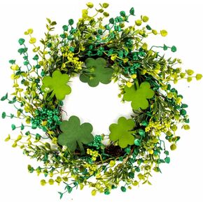 20" St Patricks Day Wreath Front Door, Shamrock Decorations Artificial Wreath Lucky Shamrock Spring Summer Party Decor Outdoor/Indoor Farmhouse Front Porch Wall Window in Saudi Arabia