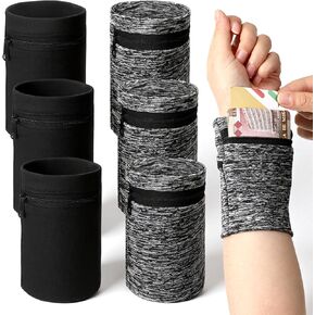 6 قطع من محفظة المعصم، محفظة معصم للرجال، سوار معصم مرن يمكن ارتداؤه مع جيب بسحاب، أساور معصم خفيفة للجري لتخزين العناصر أثناء ممارسة الرياضة والسفر والأنشطة الخارجية - طرازان in Kuwait