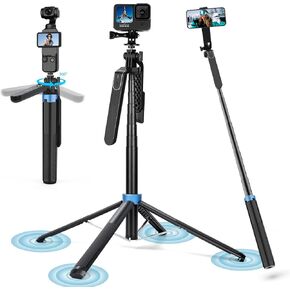 Eocean 71" Tall Selfie Stick Tripod Quadripod with Remote & Video Balance Handle, Aluminum Alloy Extendable Cell Phone Tripod Stand, Travel Tripod Phone Holder Compatible with iPhone/Android/GoPro in Kuwait