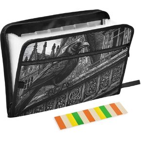 توسيع مجلد الملفات الحجم القانوني منظم ملفات المستندات الأكورديون 13 جيوب مع طباعة منزل الغراب القوطي in Kuwait