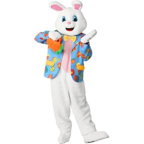Easter Bunny Costume Adult Rabbit Mascot Suit 6PCS Deluxe Plus Size Bunnies Onesie Outfit Carrot Bag for Men Women in Saudi Arabia