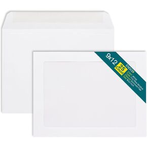 EnDoc 9x12 Full Face Window Envelopes - 500/pack - 28lb Paper Bright White 9 x 12 Inches Envelope, Full View Window for Certificates, Photos, Brochures in Kuwait