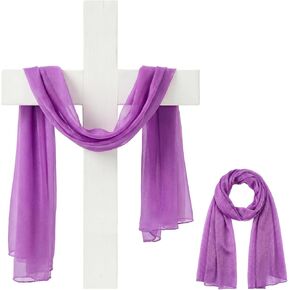 Cuffbow Religious Easter Decorations Purple Scarf for Holy Weeks Church Cemetery Religious Cross Gifts Women Scarves 31 x 60 in Saudi Arabia