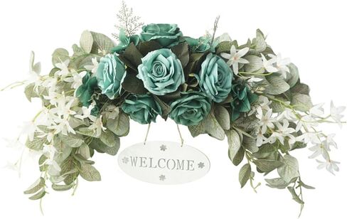 MOTUZP 29.5inch Floral Swag, Colorful Mixed Spring Floral Door Lintel Decorative Swag, for Wedding Arch Home Garden Decor (A8) Garden Decor (A8) Swag with Peony Flowers and Eucalyptus Leaves, Fr in Saudi Arabia