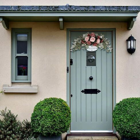 MOTUZP 29.5inch Floral Swag, Colorful Mixed Spring Floral Door Lintel Decorative Swag, for Wedding Arch Home Garden Decor (A8) Garden Decor (A8) Swag with Peony Flowers and Eucalyptus Leaves, Fr in Saudi Arabia