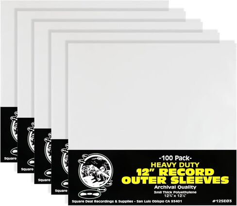 (500) 12" Record Outer Sleeves - INDUSTRY STANDARD 3mil Thick Polyethylene - 12 3/4" x 12 1/2" in Kuwait