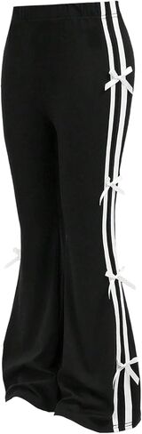 WDIRARA Girl's Flare Pants Athletic Bow Side Striped Bootcut Track Pants in Saudi Arabia