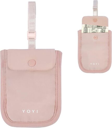 YOYI YOYI RFID محفظة حمالة الصدر المغطاة، حقيبة سفر مخفية، جيب مخبأ سري - بطاقات الائتمان والأموال والأشياء الثمينة مع حزام مرن قابل للتعديل مناسب لجميع مقاسات حمالة الصدر in Kuwait