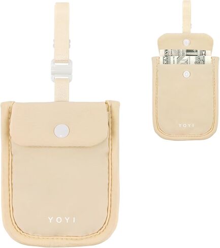 YOYI YOYI RFID محفظة حمالة الصدر المغطاة، حقيبة سفر مخفية، جيب مخبأ سري - بطاقات الائتمان والأموال والأشياء الثمينة مع حزام مرن قابل للتعديل مناسب لجميع مقاسات حمالة الصدر in Kuwait