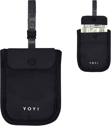 YOYI YOYI RFID محفظة حمالة الصدر المغطاة، حقيبة سفر مخفية، جيب مخبأ سري - بطاقات الائتمان والأموال والأشياء الثمينة مع حزام مرن قابل للتعديل مناسب لجميع مقاسات حمالة الصدر in Kuwait