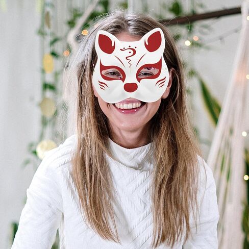 BESPORTBLE DIY Blank Cat Face Mask and Adults, Unpainted Paper Pulp Costume Mask for Halloween Cosplay Party and Craft Supplies, in Saudi Arabia