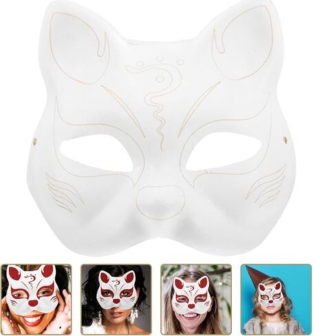 BESPORTBLE DIY Blank Cat Face Mask and Adults, Unpainted Paper Pulp Costume Mask for Halloween Cosplay Party and Craft Supplies, in Saudi Arabia