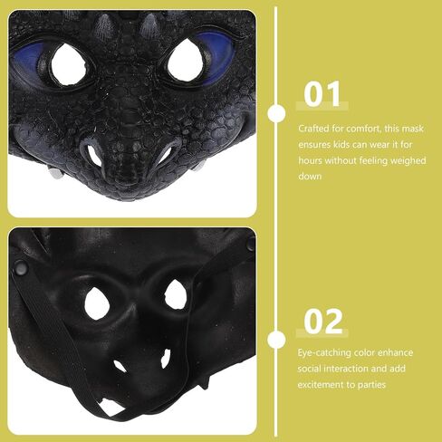 LUOZZY Black Dragon Mask for Cosplay Role Play Halloween Parties and Masquerade Photo Booth Props in Saudi Arabia