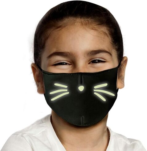 PURIAN Kids Reusable Halloween Face Mask, Glow in the Dark Child Mask USA MADE in Saudi Arabia