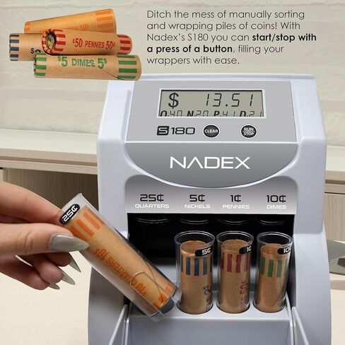 Nadex S180 Digital Coin Sorter and Counter – Displays Total and Denomination Values, Silver in Saudi Arabia