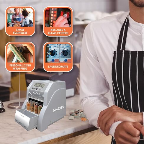 Nadex S180 Digital Coin Sorter and Counter – Displays Total and Denomination Values, Silver in Saudi Arabia