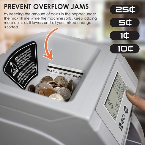 Nadex S180 Digital Coin Sorter and Counter – Displays Total and Denomination Values, Silver in Saudi Arabia