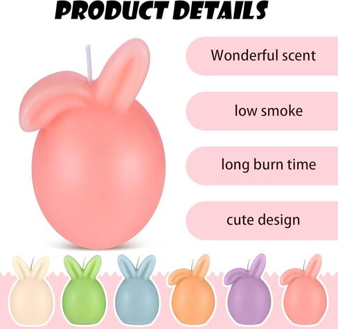 Lyrow 6 Pcs 3.8 x 5.6 in Pastel Easter Bunny Eggs Candle Spring Table Centerpiece Bunny Egg Shaped Votive Scented Soy Candle Gift for Table Home Bedroom Holiday Party Decoration in Saudi Arabia