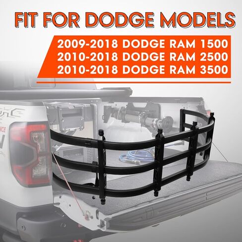 Stowable Tailgate Bed Extender Brackets Kit for Trucks, Compatible with 2009-2018 Dodge Ram 1500, 2500, 3500, Black, Steel, Bolt-On, Rear, Vehicle Specific Fit in Saudi Arabia