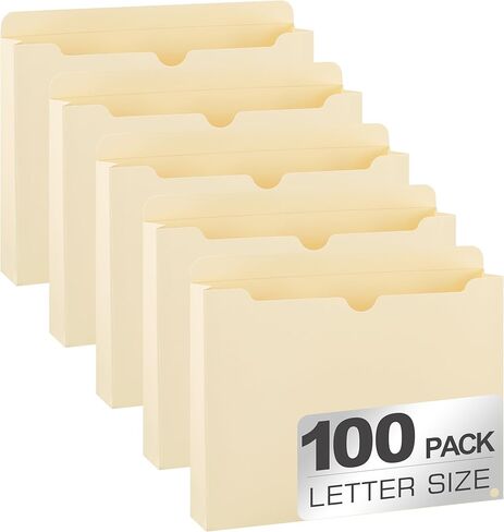 Manila File Jacket,10x12 Inches Job Folders File Jackets,2 Inch Expandable Sides Manila Folders,50 Packs Project File Jacket,Assorted Positions,Reinforced Straight-Cut Tab in Saudi Arabia