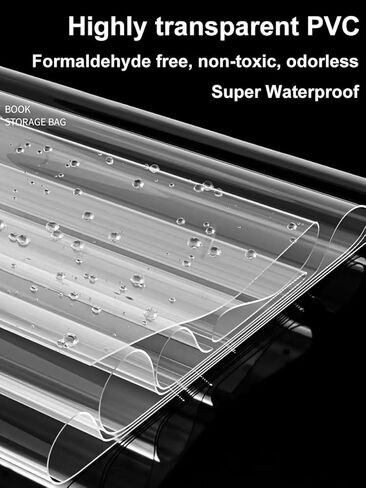 Clear Book Storage Bag Plastic Comic Books Organizer Collapsible Book with Carrying Handle, Reading Material Organizer for Home Library and Study Organization, Clutter-Free Storage Solution in Saudi Arabia