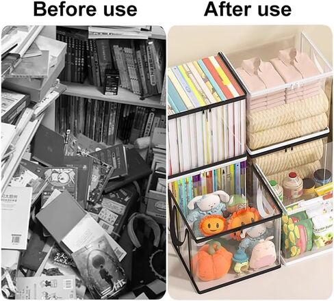 Clear Book Storage Bag Plastic Comic Books Organizer Collapsible Book with Carrying Handle, Reading Material Organizer for Home Library and Study Organization, Clutter-Free Storage Solution in Saudi Arabia