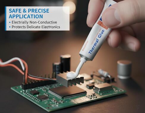 Easycargo 10gram Thermal Conductive Glue Kit, High Performance Silicone Thermal Plaster Adhesive Glue, Cooler Epoxy Compound for Heatsink GPU VRM VRAM LED IC Chips MOSFET BJT Transistor 3D Printer PCB in Kuwait