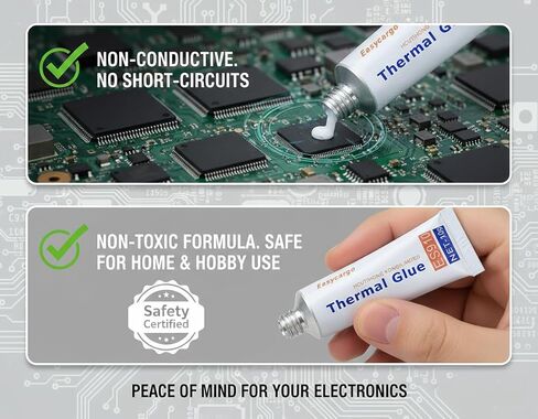 Easycargo 10gram Thermal Conductive Glue Kit, High Performance Silicone Thermal Plaster Adhesive Glue, Cooler Epoxy Compound for Heatsink GPU VRM VRAM LED IC Chips MOSFET BJT Transistor 3D Printer PCB in Kuwait