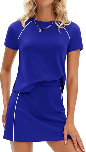 أطقم تنورة نسائية من PRETTYGARDEN لصيف 2026 مكونة من قطعتين قمصان بأكمام قصيرة وقمصان علوية سكورت مطابقة للتمرين ملابس سفر in Kuwait