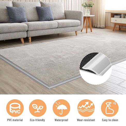 19.6 Ft Self-Adhesive Floor Transition Strip, Carpet Edge Trim & Rug Gripper, Rubber Threshold Ramp for Doorways, Carpet to Tile/Wood/Laminate Flooring Reducer, Anti-Curling Binding Strip (Gray) in Saudi Arabia
