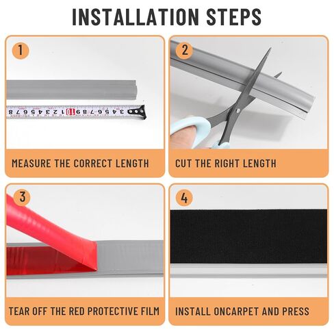 19.6 Ft Self-Adhesive Floor Transition Strip, Carpet Edge Trim & Rug Gripper, Rubber Threshold Ramp for Doorways, Carpet to Tile/Wood/Laminate Flooring Reducer, Anti-Curling Binding Strip (Gray) in Saudi Arabia