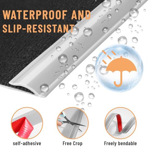 19.6 Ft Self-Adhesive Floor Transition Strip, Carpet Edge Trim & Rug Gripper, Rubber Threshold Ramp for Doorways, Carpet to Tile/Wood/Laminate Flooring Reducer, Anti-Curling Binding Strip (Gray) in Saudi Arabia