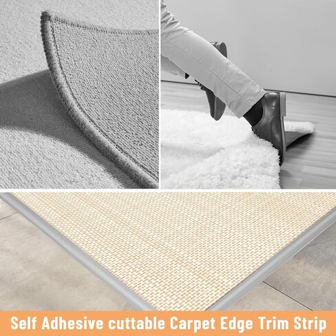 19.6 Ft Self-Adhesive Floor Transition Strip, Carpet Edge Trim & Rug Gripper, Rubber Threshold Ramp for Doorways, Carpet to Tile/Wood/Laminate Flooring Reducer, Anti-Curling Binding Strip (Gray) in Saudi Arabia