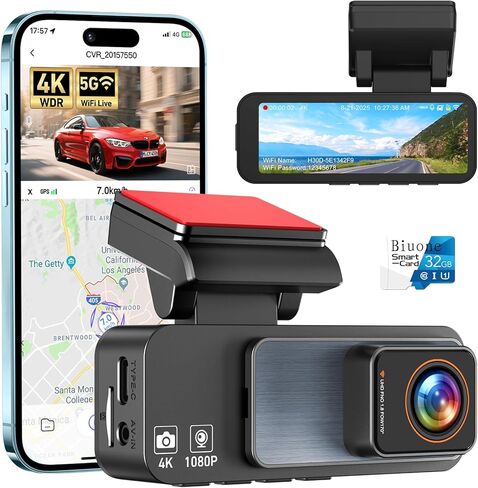 كاميرا تابلوه للسيارة برؤية ليلية فائقة امامية وخلفية مع بطاقة SD 32G FHD 1080P DVR مع مقياس تسارع، نطاق واسع، شاشة وقوف السيارات، تسجيل متواصل، كشف الحركة 【2023】 in Kuwait