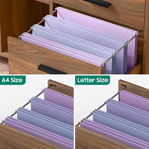 Lateral File Cabinet with Lock, Large Mobile Storage Filing Cabinet with 6 Drawers Fits Files Letter/A4 Size, Rolling Printer Stand with Open Storage Adjustable Shelf for Home Office, Brown in Saudi Arabia