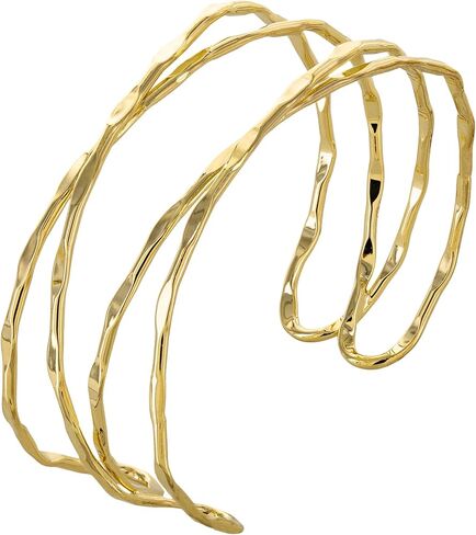 وسوار جميل من الأسلاك النحاسية المطلية بالذهب أو الفضة عيار 14 قيراط - سوار بوهو مطروق يدويًا in Kuwait