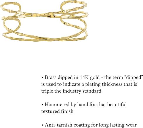 وسوار جميل من الأسلاك النحاسية المطلية بالذهب أو الفضة عيار 14 قيراط - سوار بوهو مطروق يدويًا in Kuwait