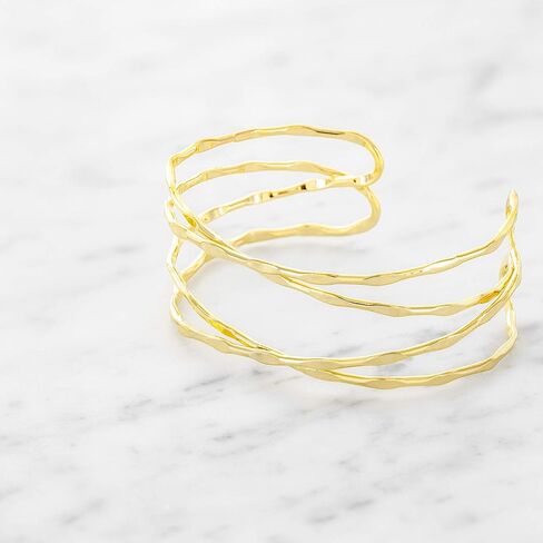 وسوار جميل من الأسلاك النحاسية المطلية بالذهب أو الفضة عيار 14 قيراط - سوار بوهو مطروق يدويًا in Kuwait