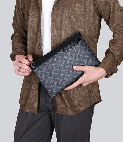 Men's Business Portfolio Large Capacity Leather-Texture PU Document Holder Organizer with Handle for Office Commute Travel in Saudi Arabia