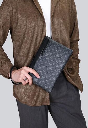 Men's Business Portfolio Large Capacity Leather-Texture PU Document Holder Organizer with Handle for Office Commute Travel in Saudi Arabia