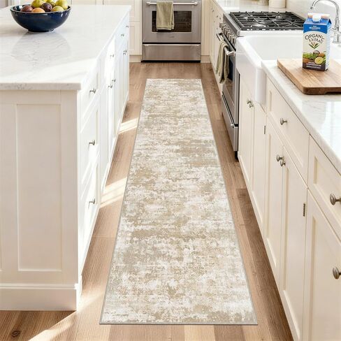 Runners for Hallways Ultra Non-Slip 2x10 Long Runner Rugs Washable Abstract Tear and Stain Resistance No Pile Lightweight Modern Rug Runners for Entryway, Kitchen, Walkway, Entrance, Brown in Saudi Arabia